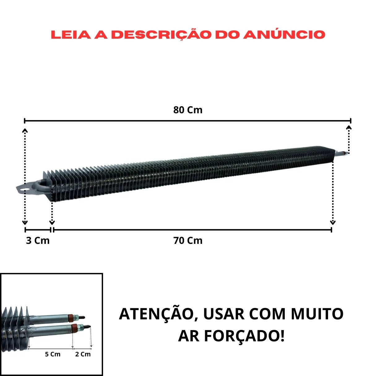 Resistência Aletada 11,1x800MM 380V 3500W Estufa - Imagem 3