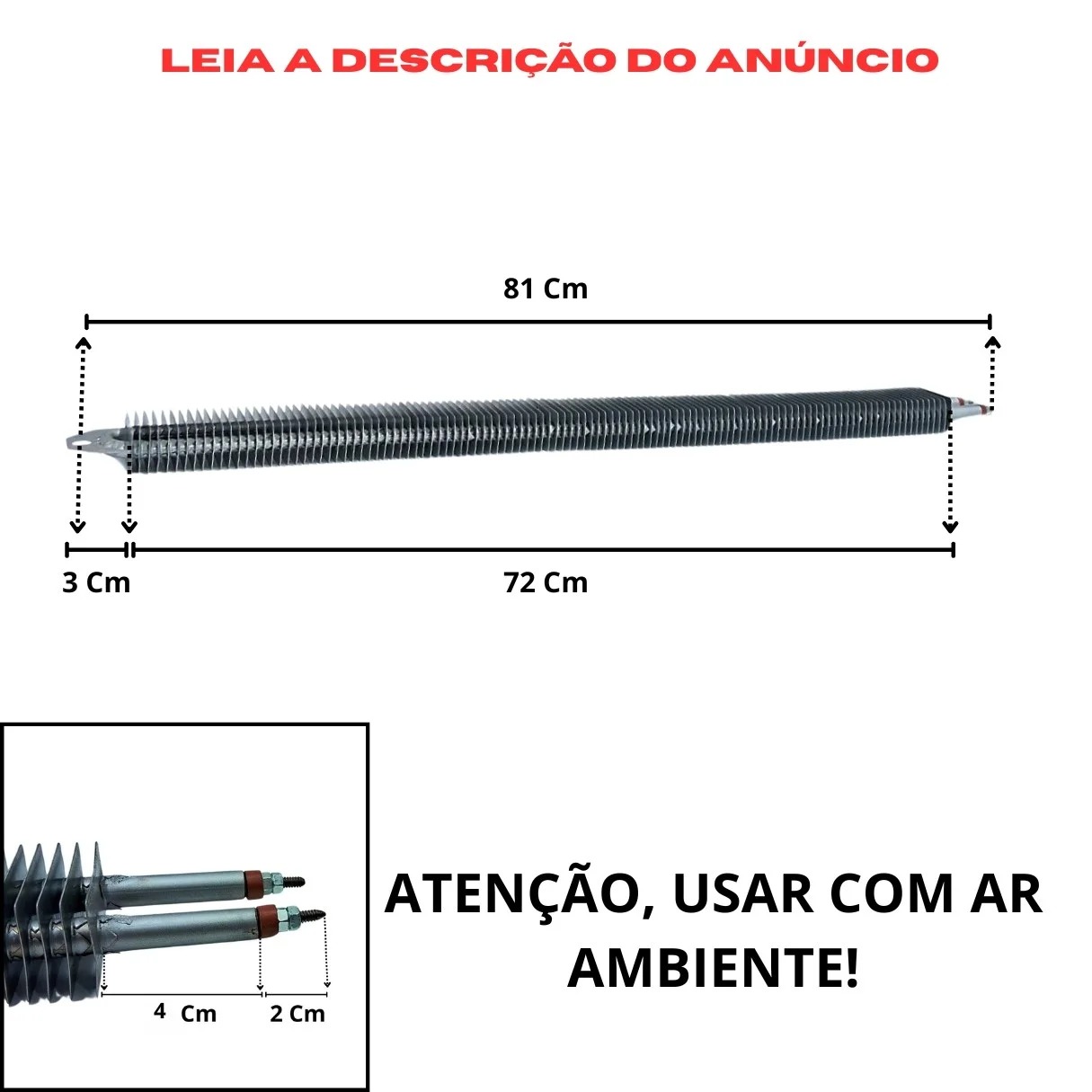 Resistência Aletada Estufa Embaladora 11,1X810mm 1600w 380v - Imagem 2
