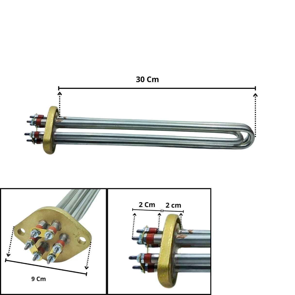 Resistência Flange Ovalada Sauna Boiler 300mm 9000w 220/380v - Imagem 2