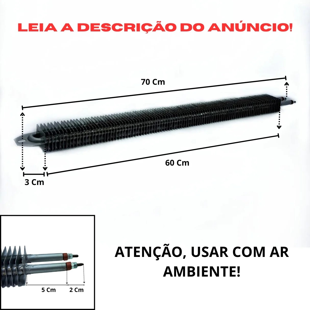 Resistência Tubular Aletada 11,1X700mm 2000w 220v Estufa Embaladora - Imagem 3