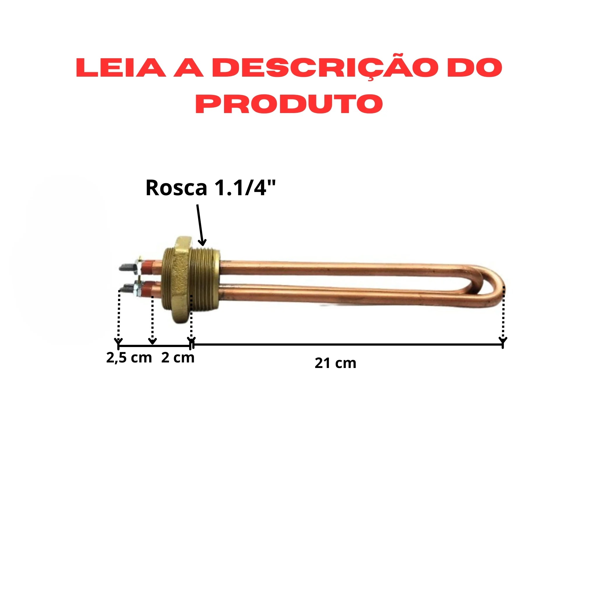 Resistência Rosca Cobre C/Caneca 1.1/4" U2 1000w 110/220v - Imagem 3