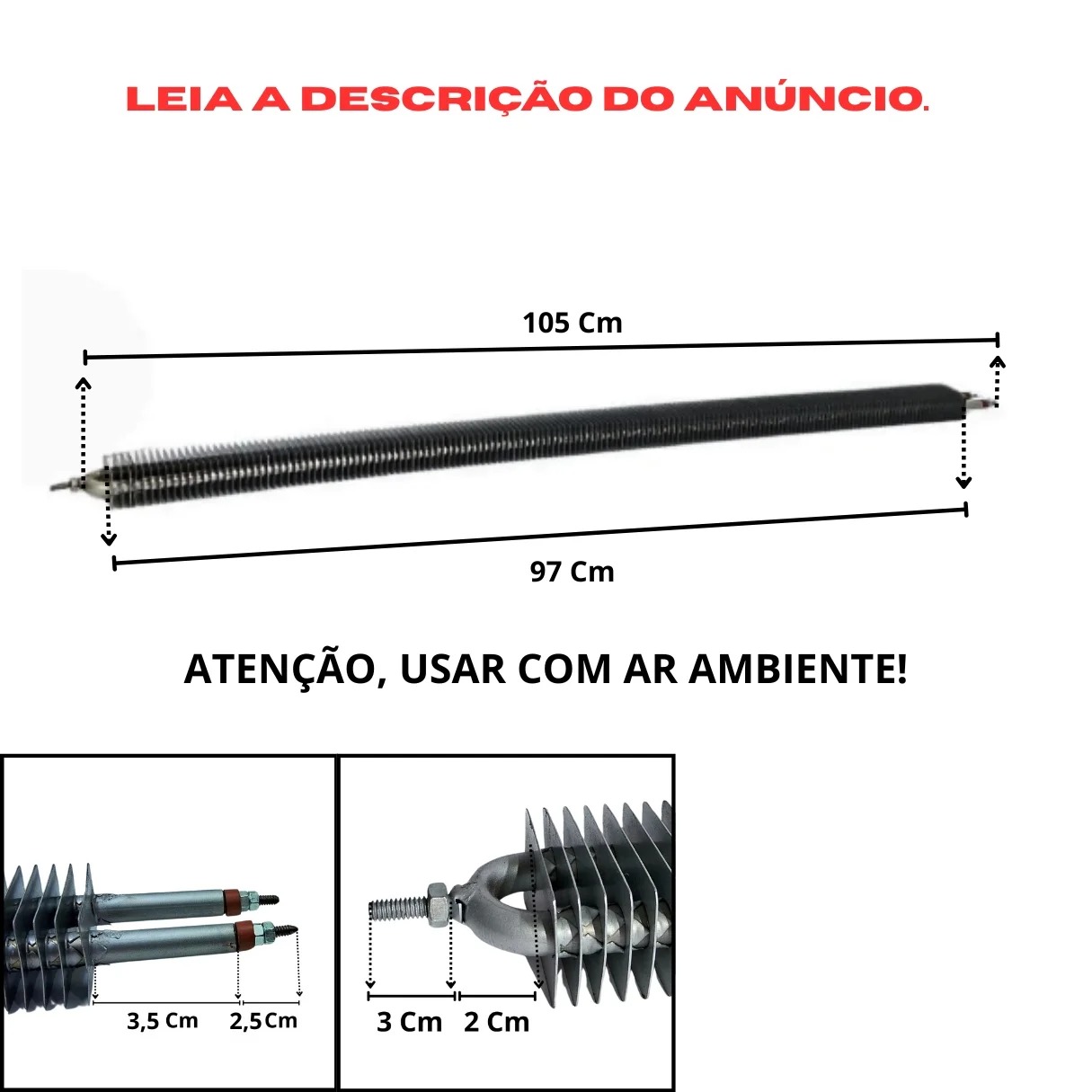 Resistência Aletada Estufa Embaladora 11,1x1050mm 2200w 220v - Imagem 3