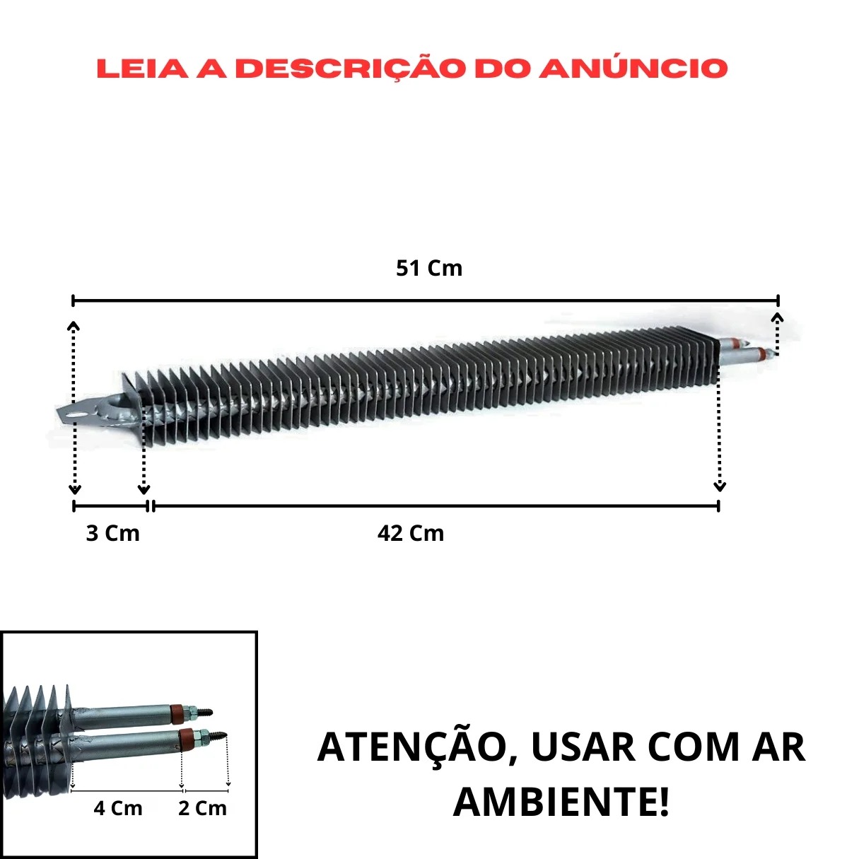 Resistência Aletada 11,1X510MM 1000W 220V Estufa Trox - Imagem 2