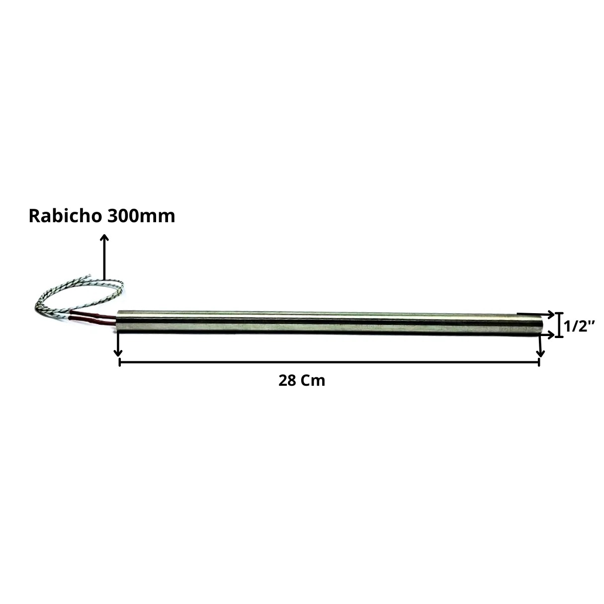 Resistência Elétrica Cartucho Seladora 1/2''X280MM 1000W 220V - Imagem 2
