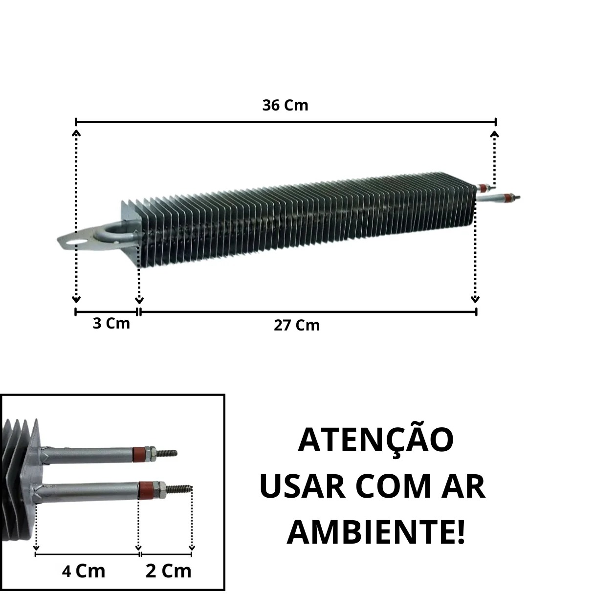 Resistência Aletada Estufa e Embaladora 8,2X360MM 220V 600W - Imagem 2