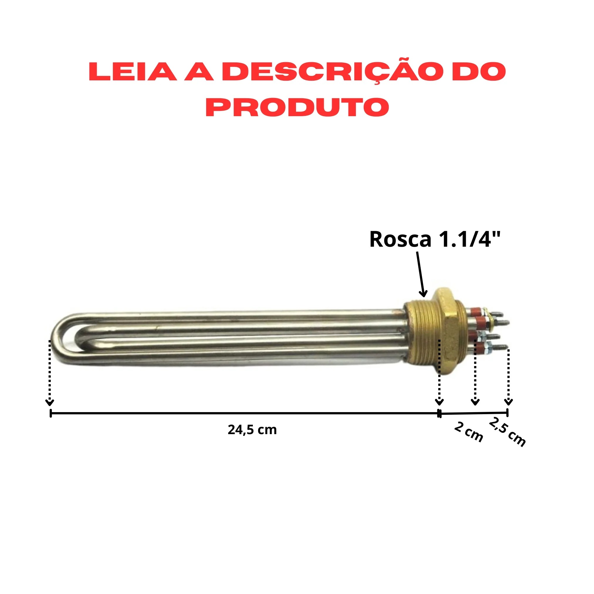 Resistência Rosca Boiler 1.1/4 U2 3000w 8,2X245mm 110/220v - Imagem 3