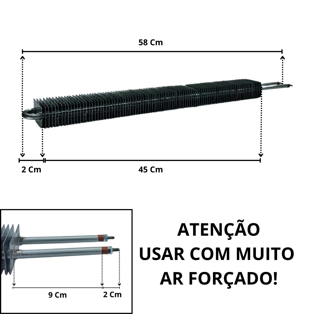 Resistência Aletada Estufa E Embaladora 8,2X580mm 1700w 220v - Imagem 2