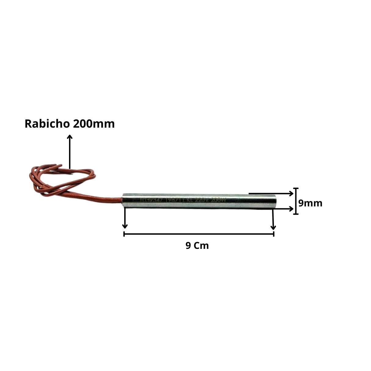 Resistência Elétrica Cartucho Seladora 9X90MM 200W 220V AC KL - Imagem 3