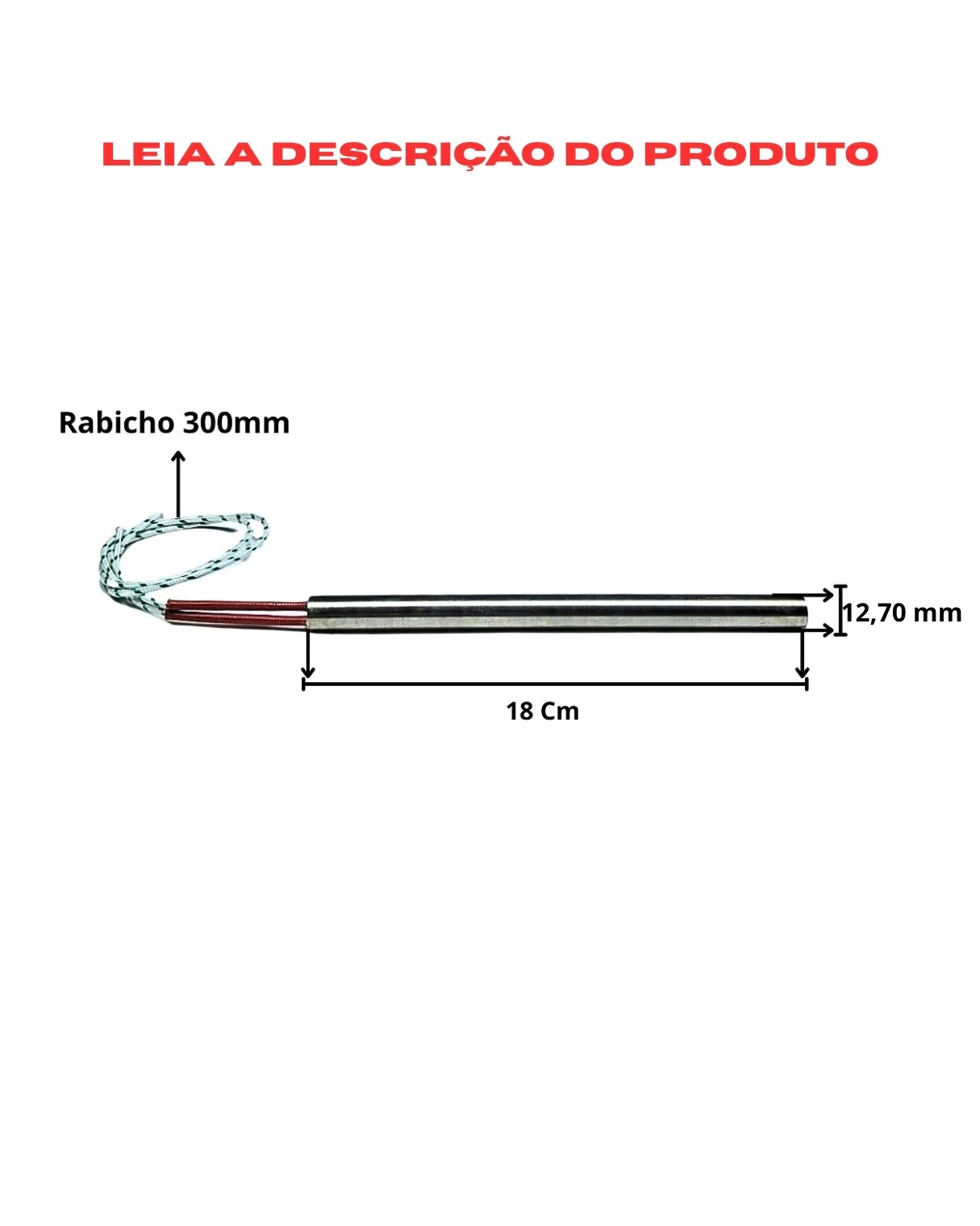 Resistência Cartucho Seladora 12,70X180mm 550w 127v - Imagem 2