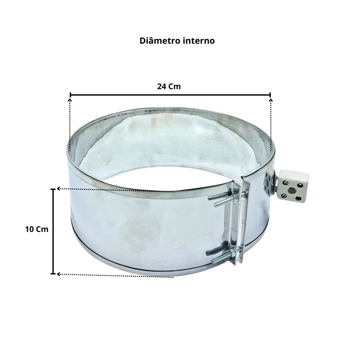 Resistência Elétrica Coleira Mica Injetora 240X100MM 2400W 220V Conector Porcelana Duplo - Imagem 3