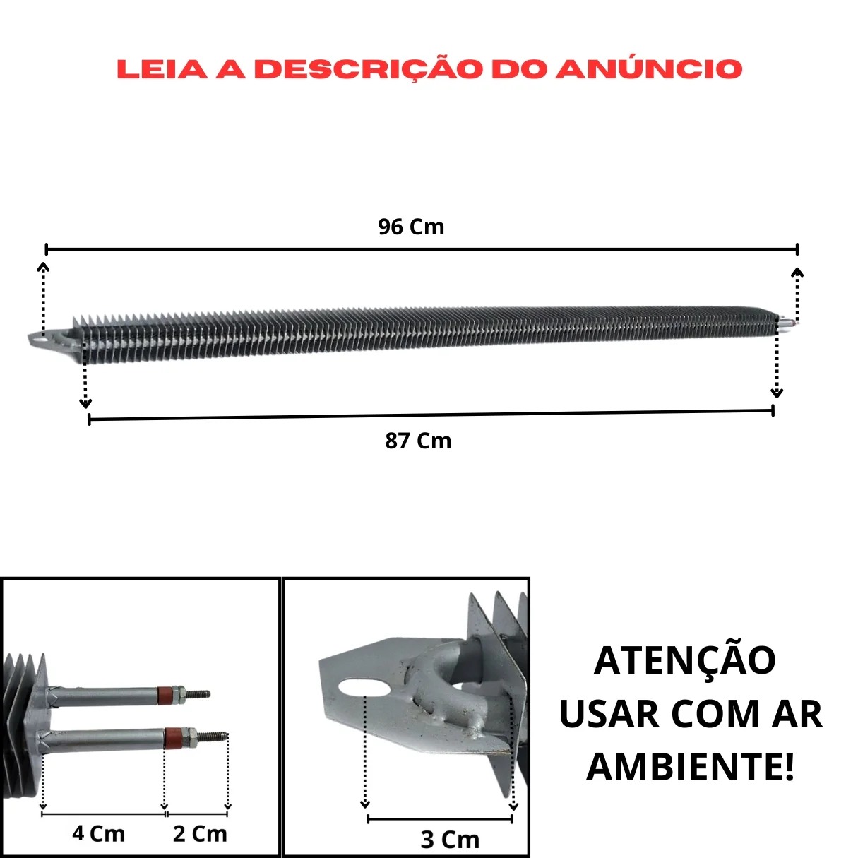 Resistência Aletada 8,2X810MM 1000W 220V Estufa Embaladora - Imagem 3