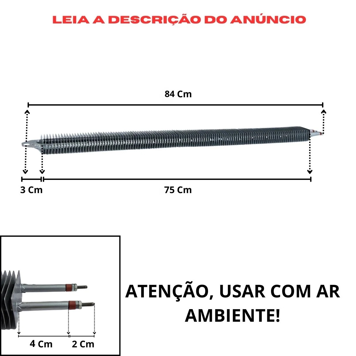 Resistência Aletada 8,2X840MM 1500W 220V Estufa Embaladora - Imagem 3