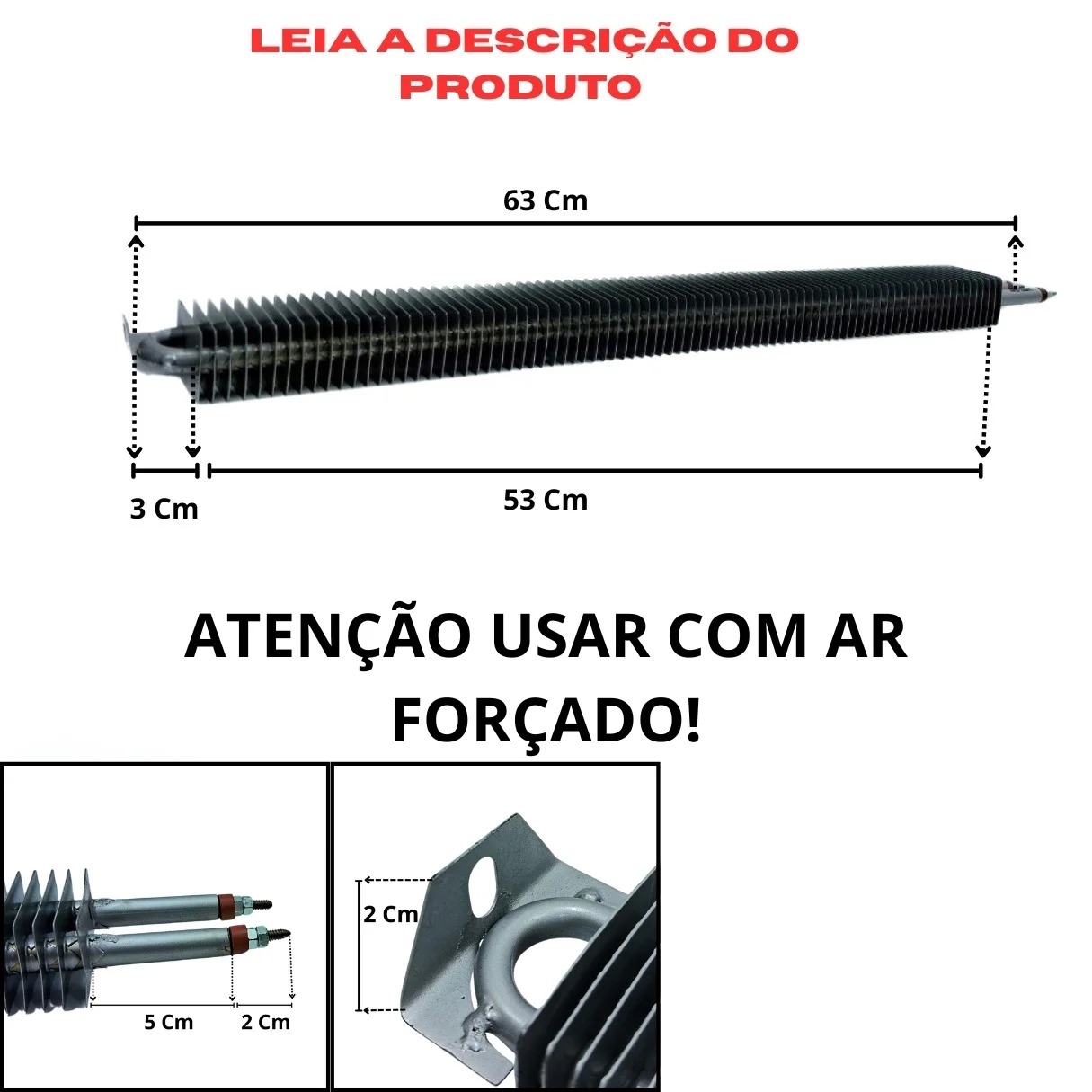 Resistência Elétrica Aletada 11,1X630mm 2000w 220v Estufa Embaladora - Imagem 3