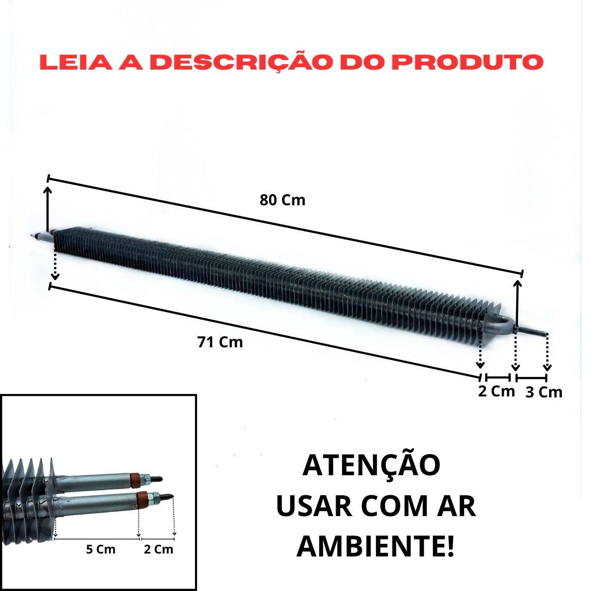 Resistência Aletada 11,1X800MM 220V 2000W Estufa Secadoras - Imagem 3