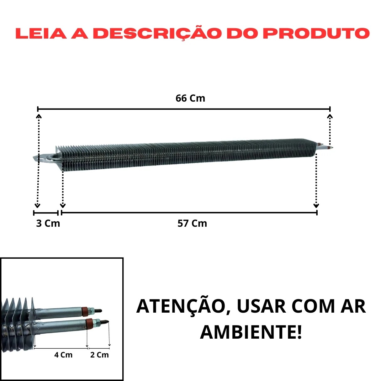 Resistência Aletada 8,2X660MM 1000W 220V Estufa Embaladora - Imagem 3