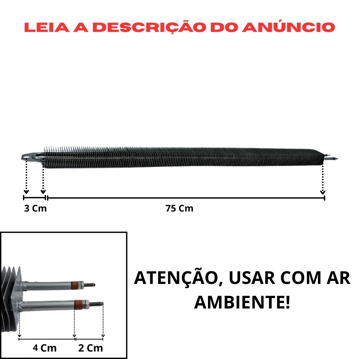Resistência Aletada 8,2x840MM 700W 220V Estufa Climatizador - Imagem 3