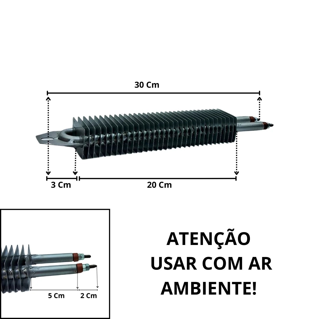 Resistência Aletada Estufa Embaladora 11.1X300mm 600w 220v - Imagem 2