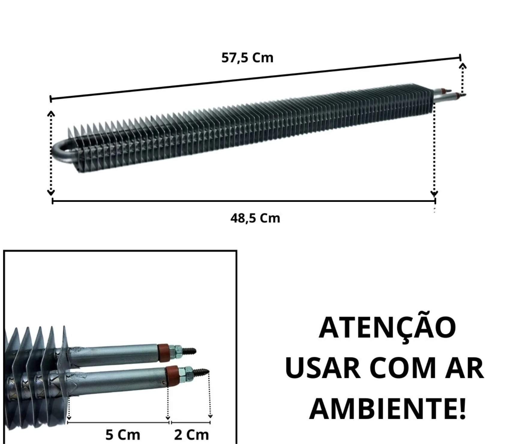 Resistência Aletada Forno Pizza 575mm 220v 1100w - Imagem 3