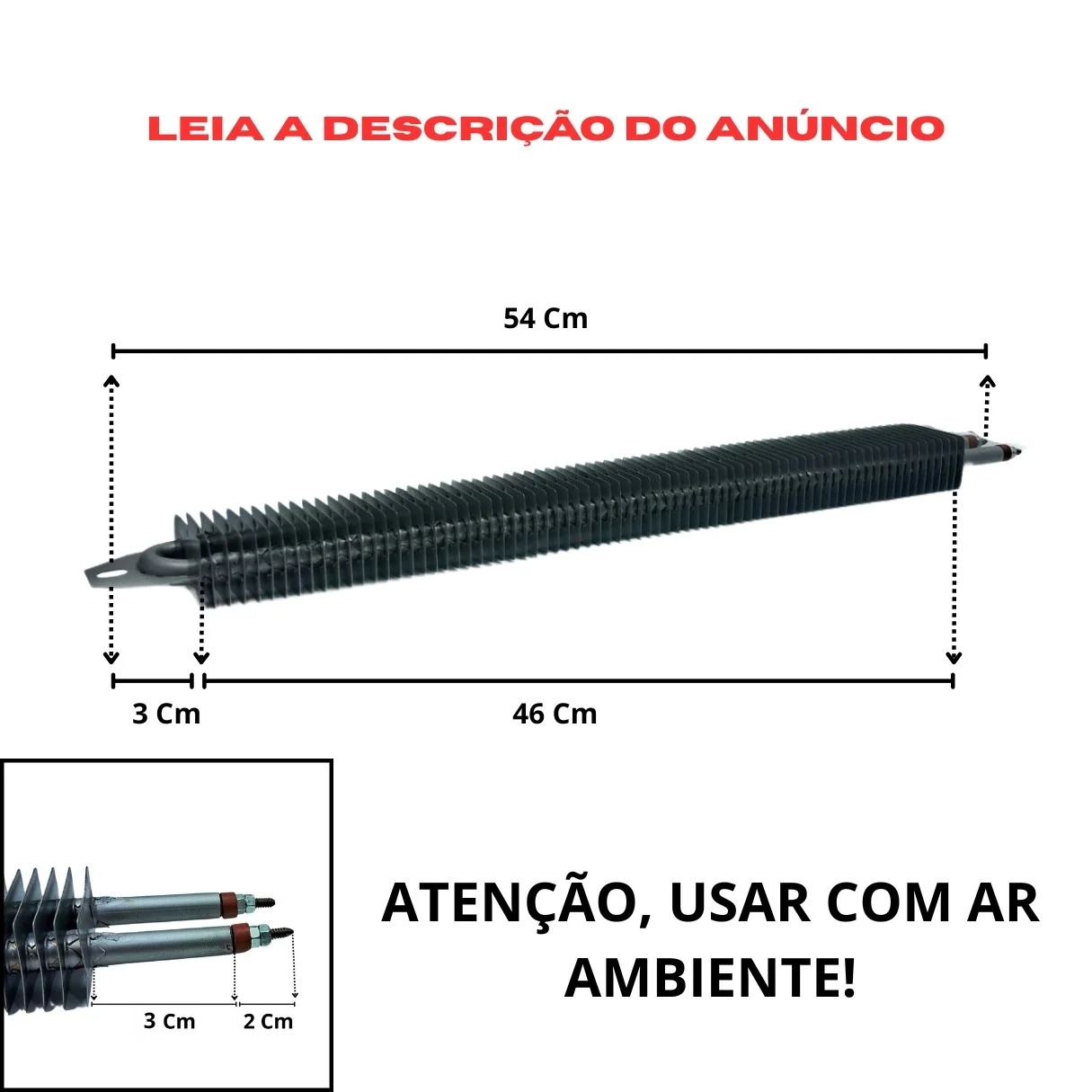 Resistência Aletada Estufa Climatizador 540mm 1400w 220v - Imagem 3