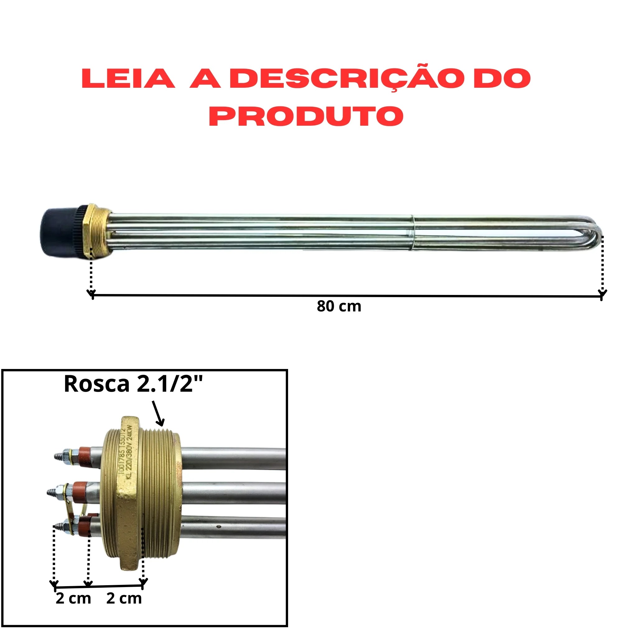 Resistência Rosca C/Caneca 2.1/2" U3 800mm 24000w 220/380v - Imagem 3