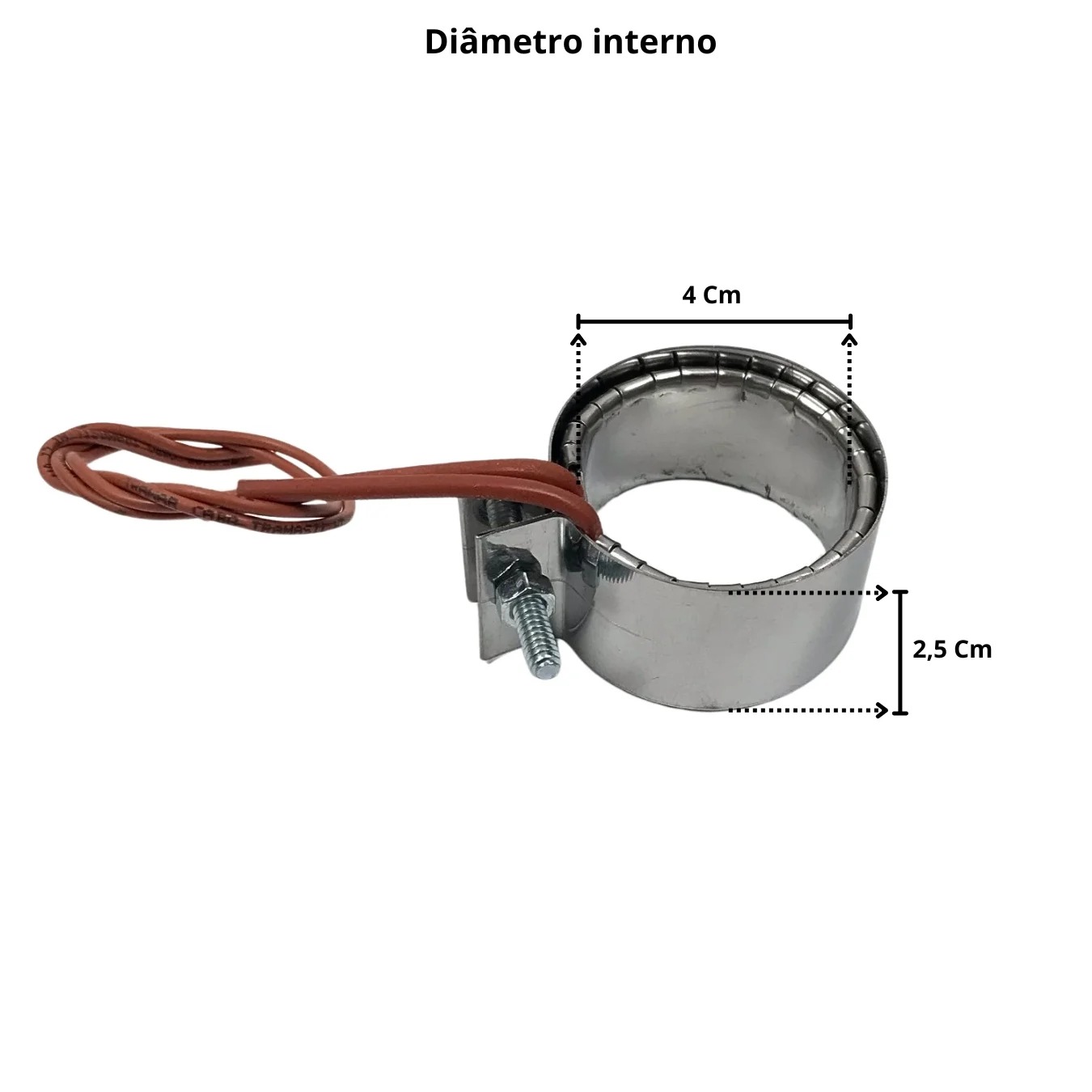 Resistencia Elétrica Coleira Mica Injetora 40mm X 25mm 100W 220V Conector Saída Rabicho - Imagem 2